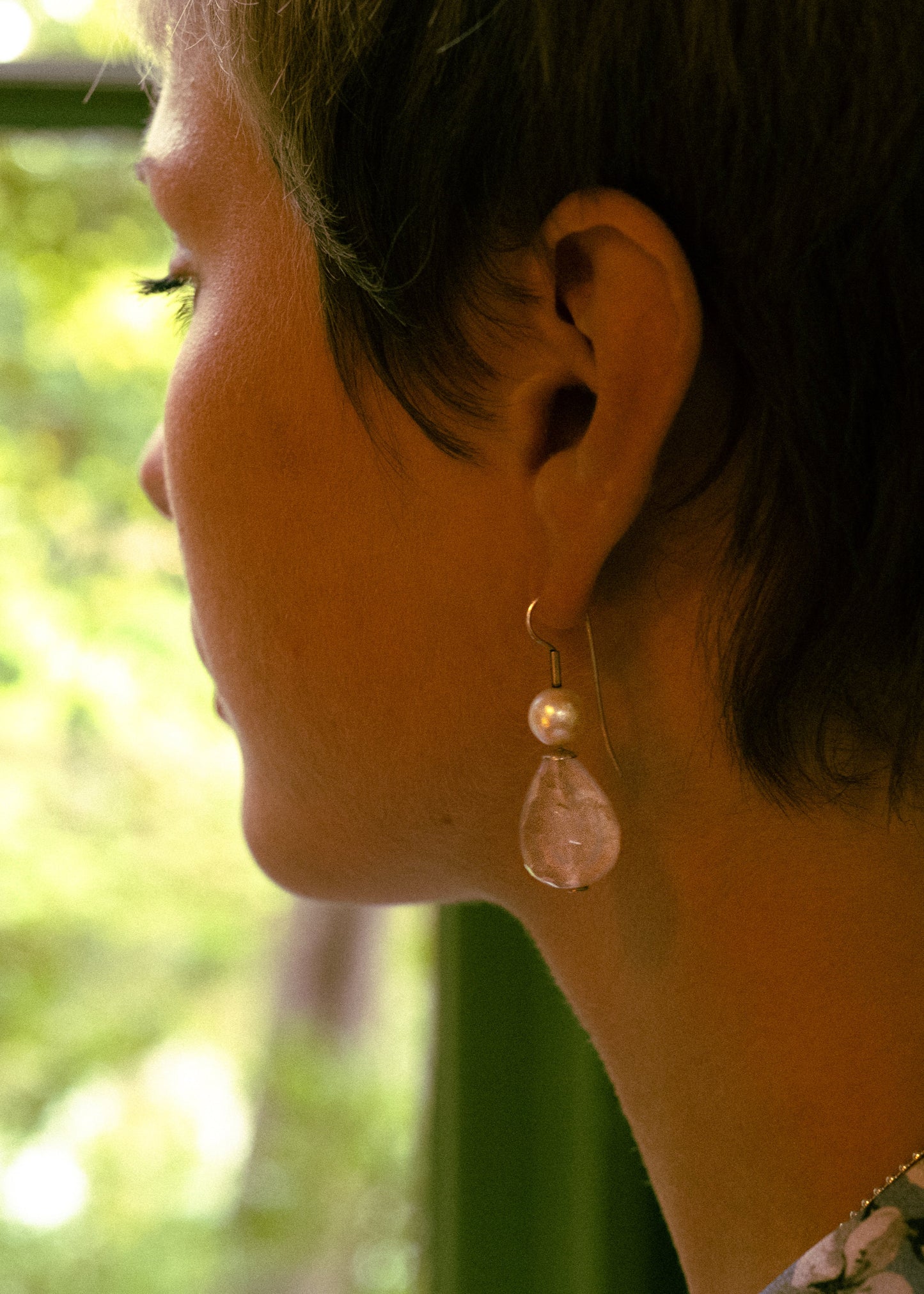 Rose Quartz and Pearl Earrings