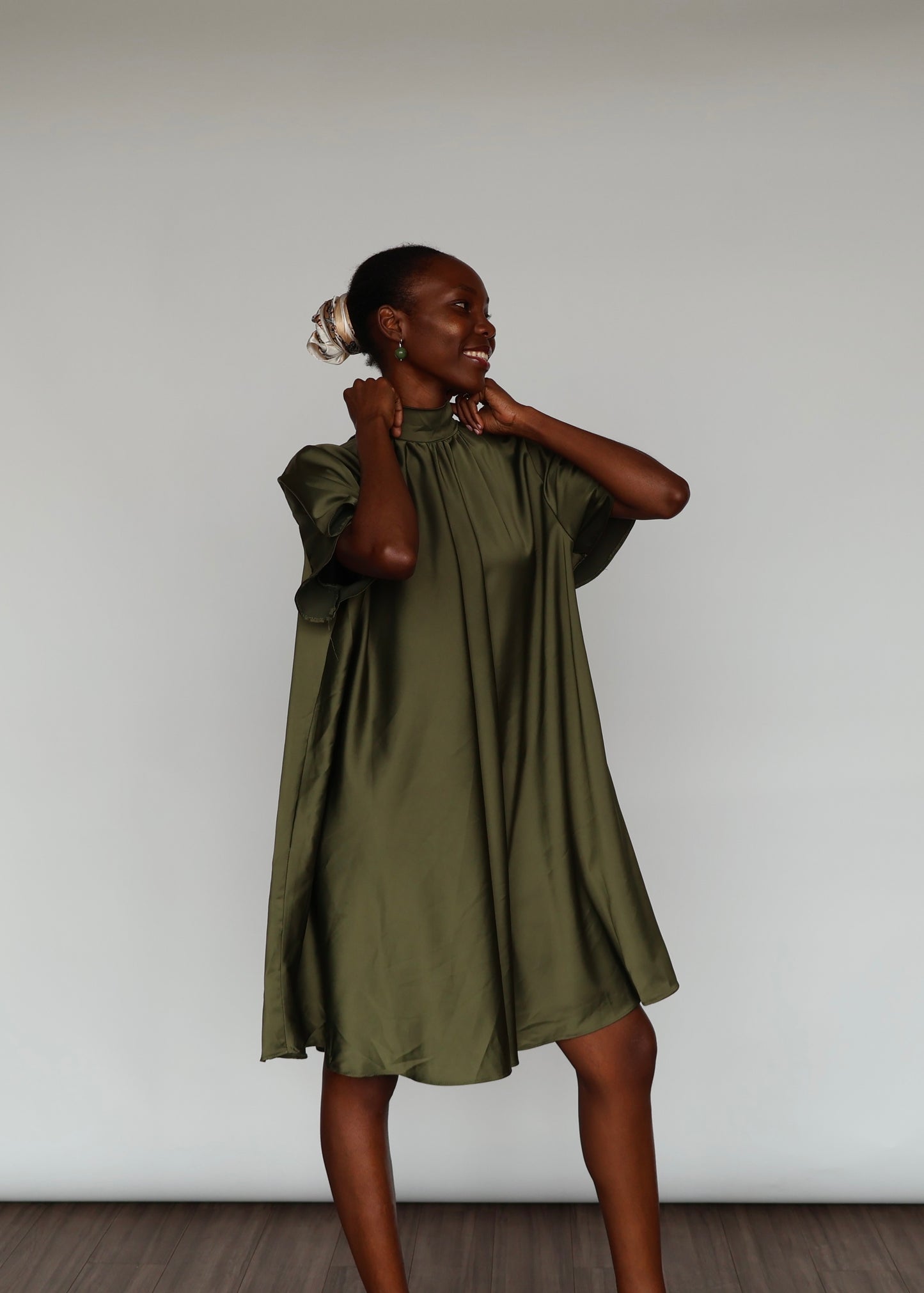 Nawiri Silky Crepe - Olive Green