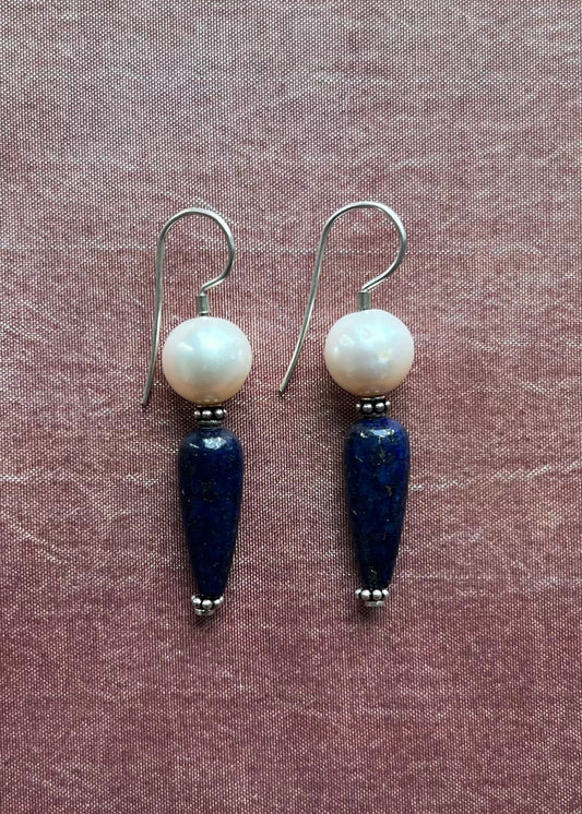 Lapis Lazuli and Pearl Earrings