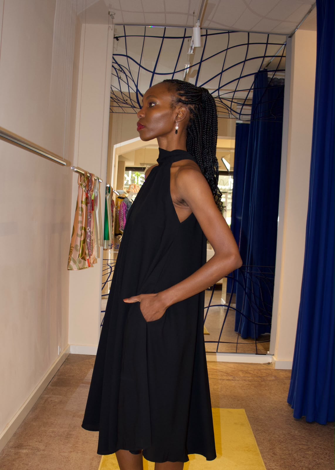 AMARA REVERSIBLE SLEEVELESS DRESS- BLACK