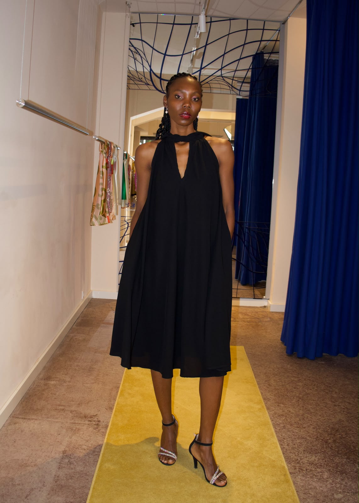AMARA REVERSIBLE SLEEVELESS DRESS- BLACK