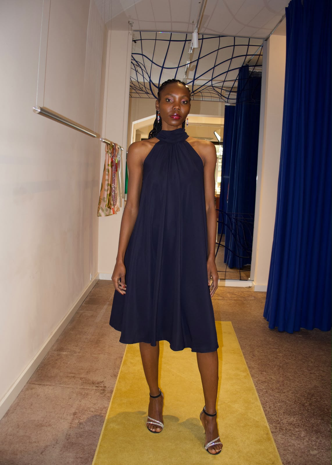 AMARA REVERSIBLE SLEEVELESS DRESS- NAVY
