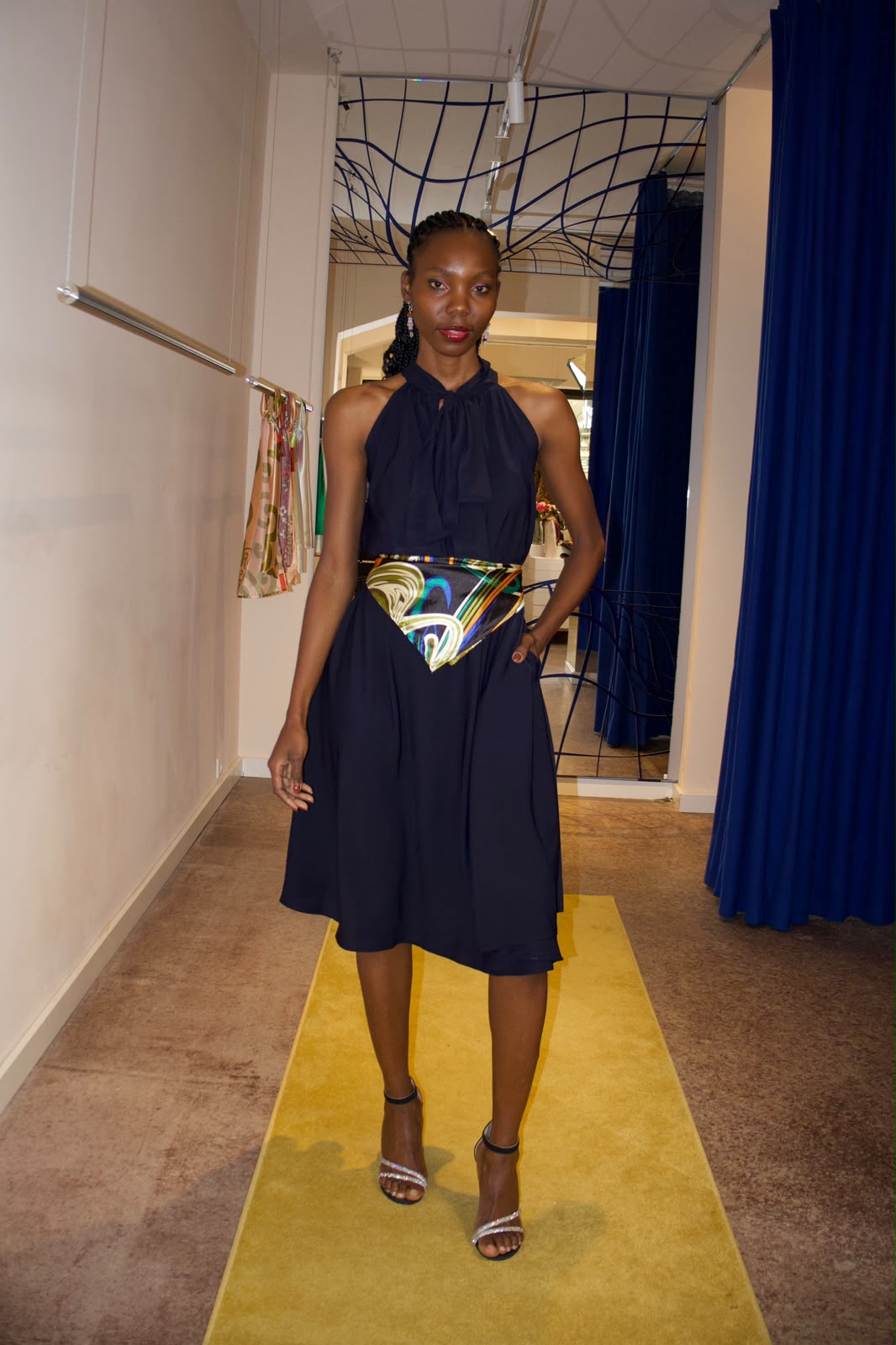 AMARA REVERSIBLE SLEEVELESS DRESS- NAVY