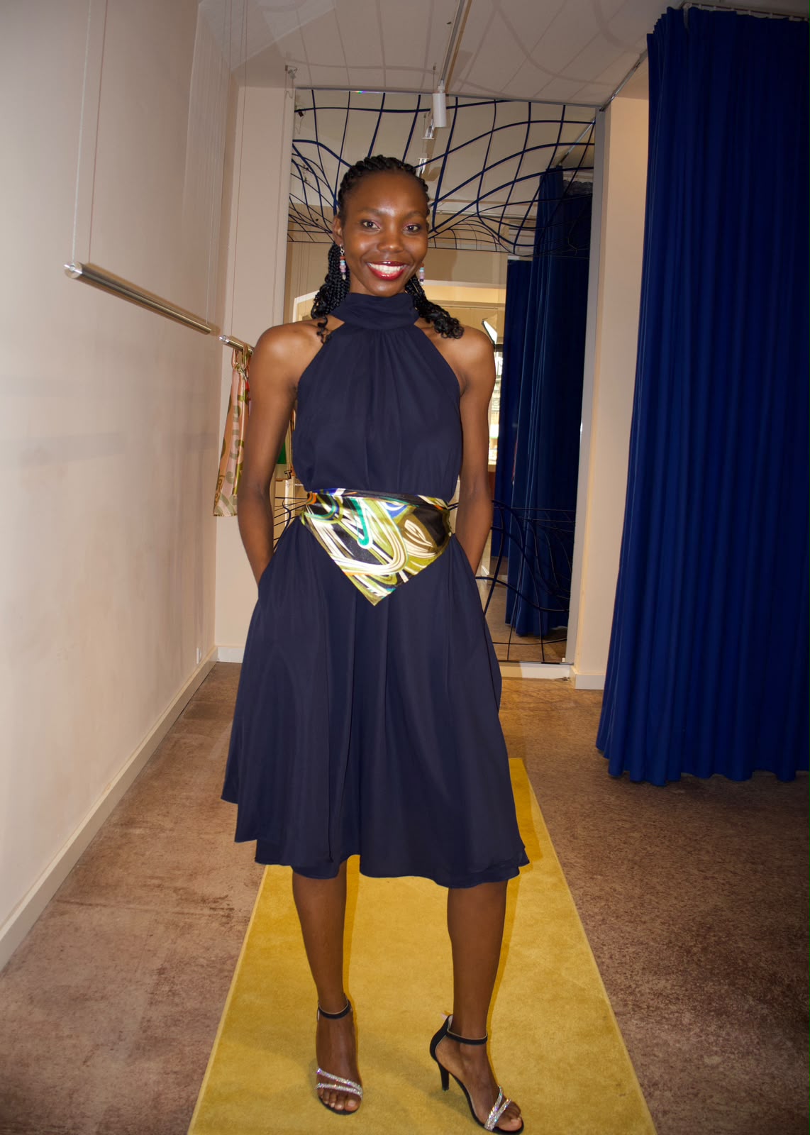 AMARA REVERSIBLE SLEEVELESS DRESS- NAVY