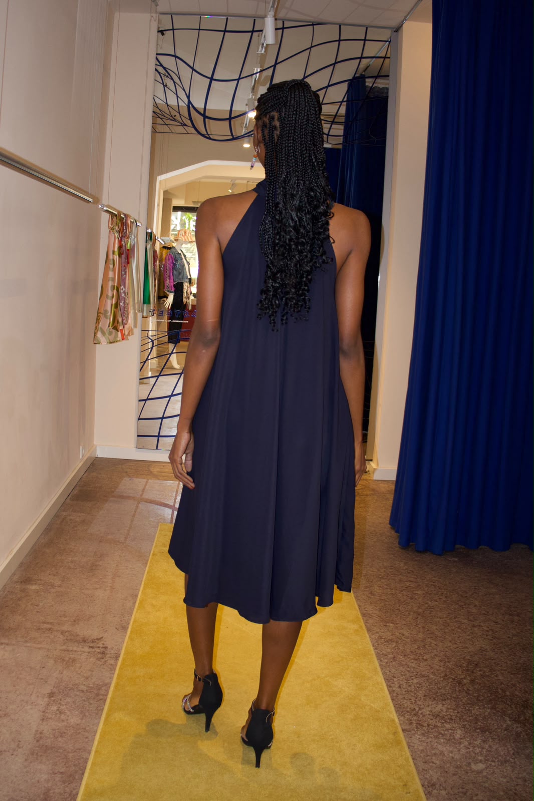 AMARA REVERSIBLE SLEEVELESS DRESS- NAVY